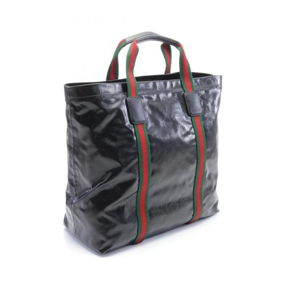 Gucci GG Crystal Sherry Line Tote Bag, Coated Canvas, Leather, Men's, Black, ... - Picture 3 of 5